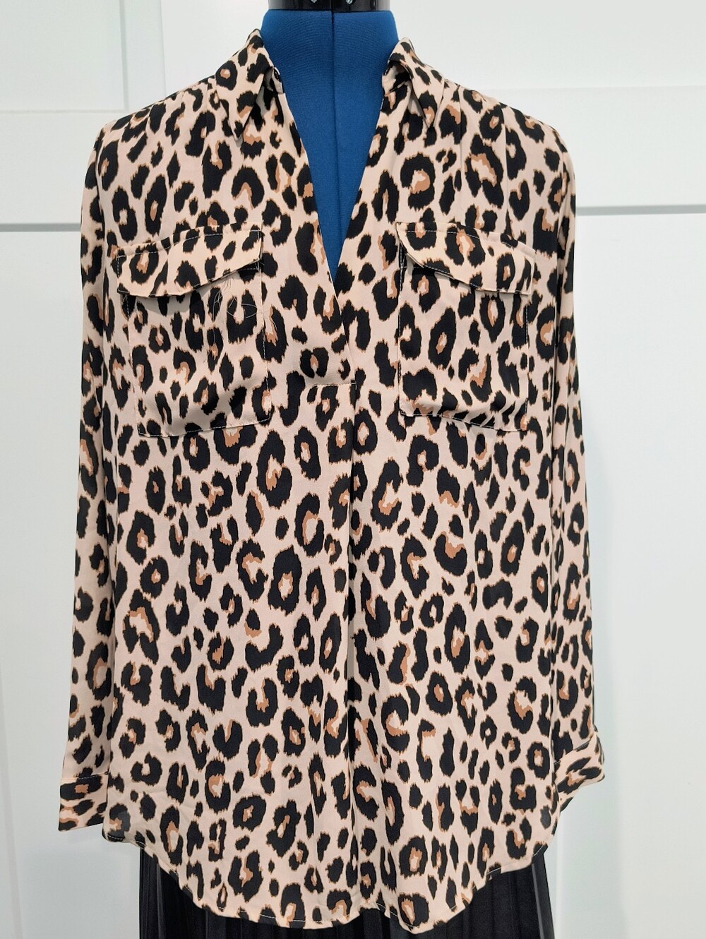 Ann Taylor Leopard Print Button-Down Shirt - Beige & Black